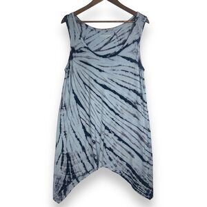 Soft Surroundings Dress Tonal Tides Blue White Soft Tie Dye Tank Tunic Coverup M